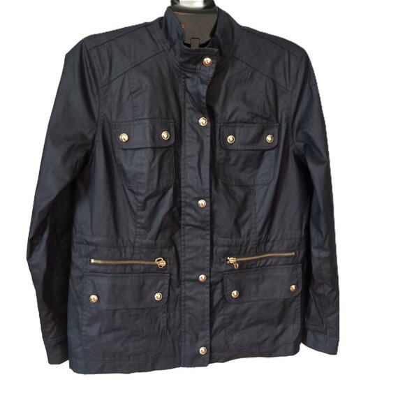 Tommy Hilfiger Navy Cotton Cinched Waist Utility Field Jacket Women's L - Picture 13 of 13